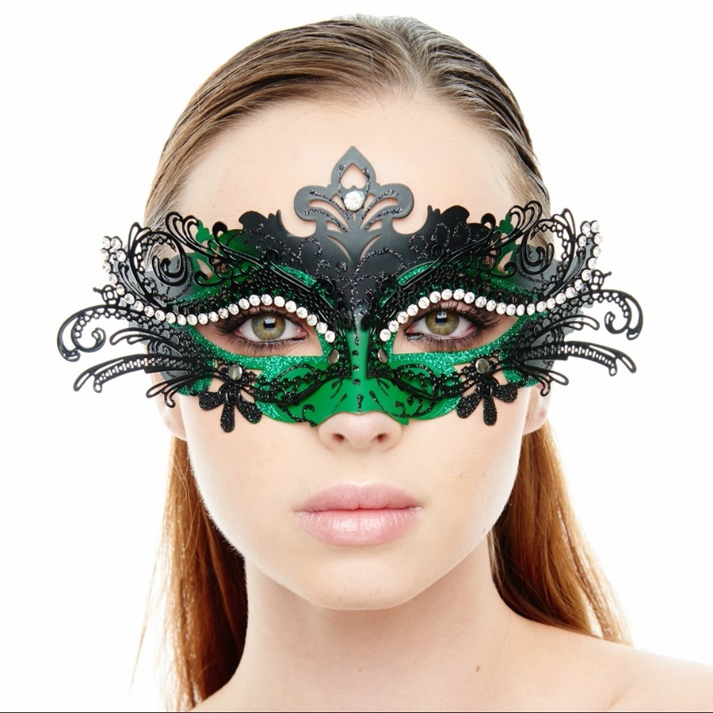 Black & Green Premium Laser Cut Masquerade Mask